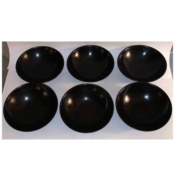 Vintage Vollrath Black Melamine Salad Bowls 6" Diameter (Set of 6) - Picture 1 of 3